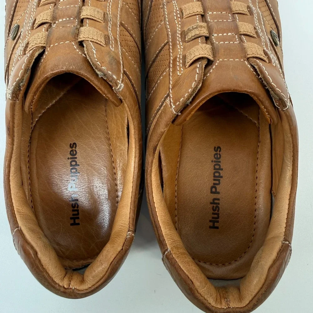 Hush Puppies Mens Tan Leather Slip‎ On Driving Moccasin Loafer Shoes Size 8